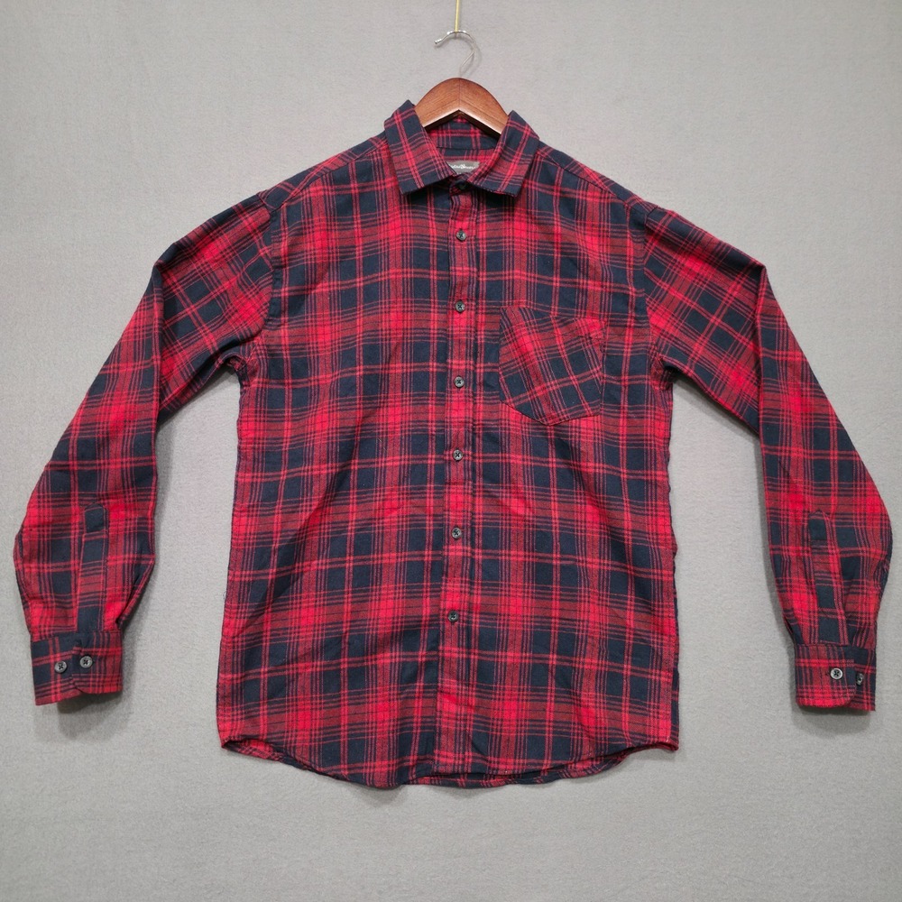 Eddie Bauer Mens Red Plaid Long Sleeve Button Up Flannel Size‎ Small